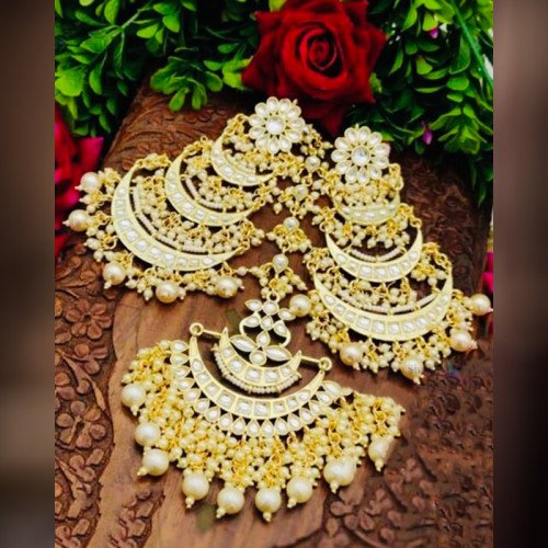  Ethnic Jewellery Maangtika with Earrings Set Traditional Jewellery Set for Women and Girls