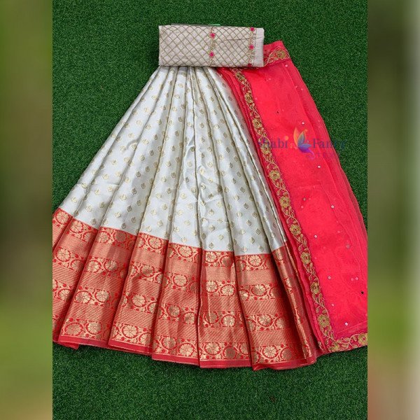 Half Saree Lehanga - Red and White