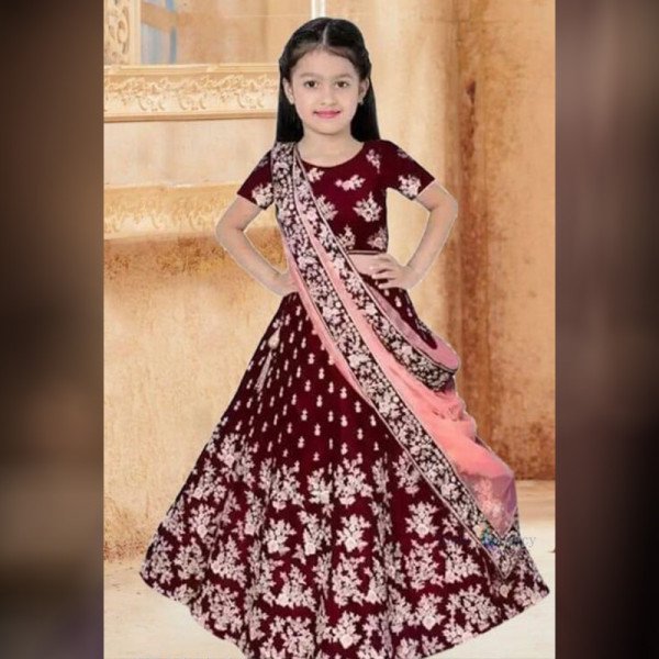 Kids Lehenga - Marun