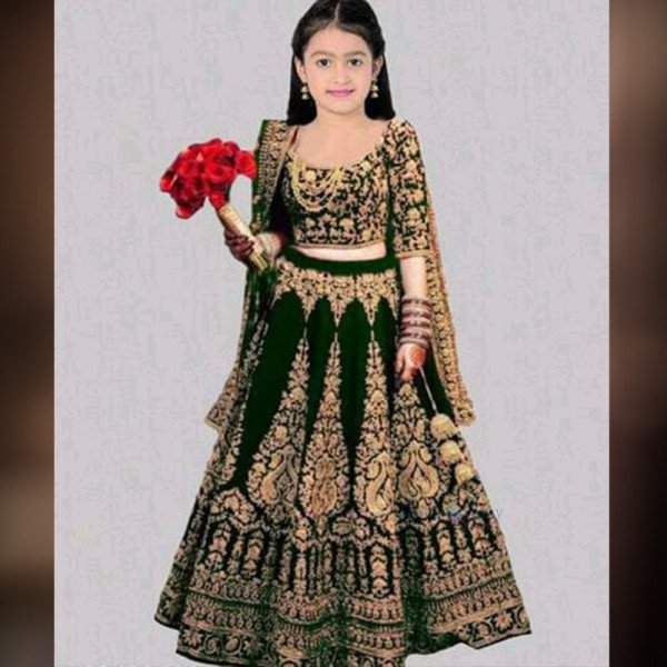 Kids Lehenga Velvet (7 - 8 Years) - Black