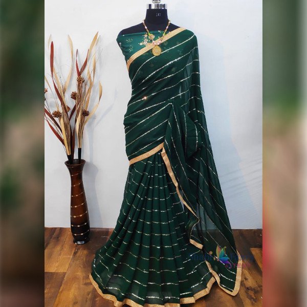 Fabric Heavy Georgette Saree - Green