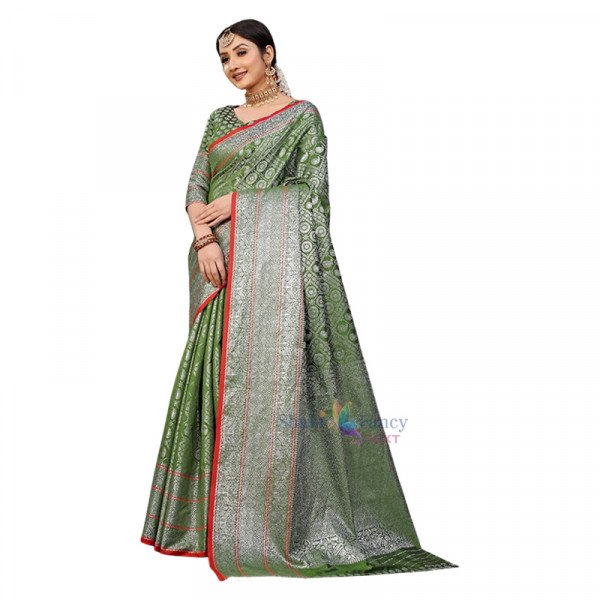 Kanika Silk Lichi Soft Saree - Green