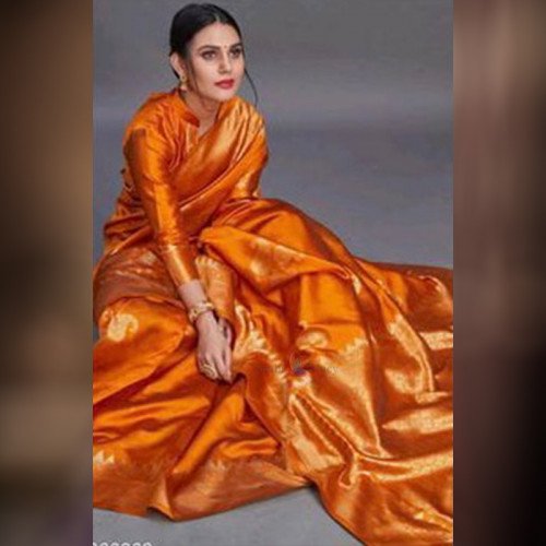 Astoban Fancy And Stylish Banarasi Silk Saree - Orange