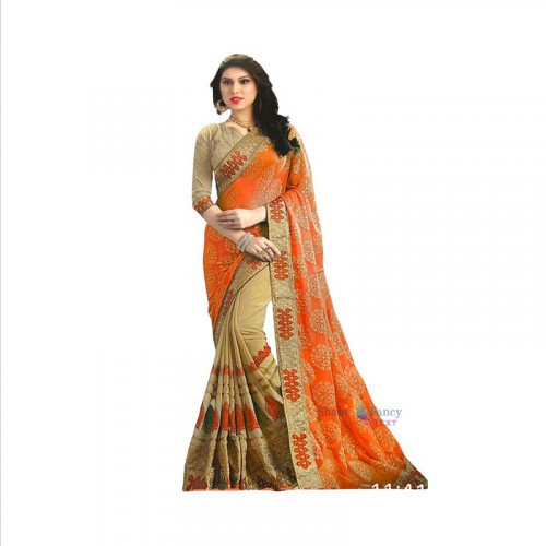 Party Wear Saree - Orange