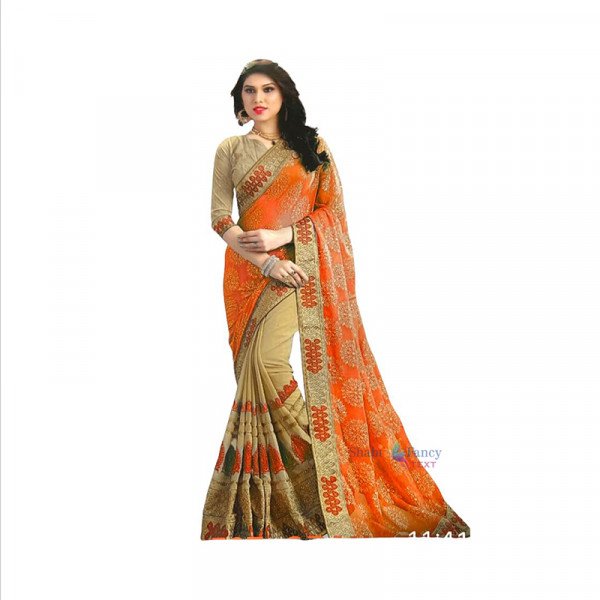 Party Wear Saree - Orange