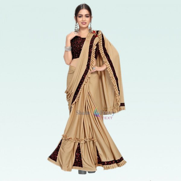 Party Wear Saree - Light Brown