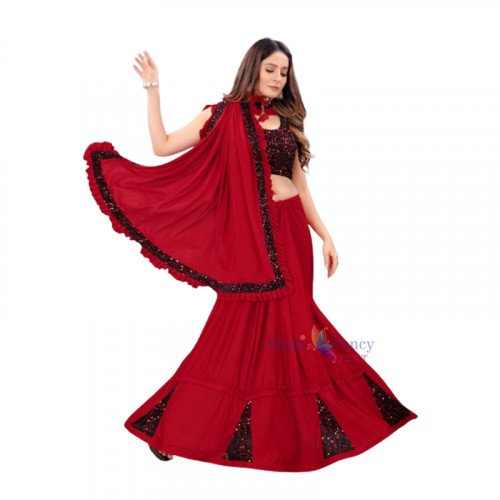 Party Wear Saree - Red