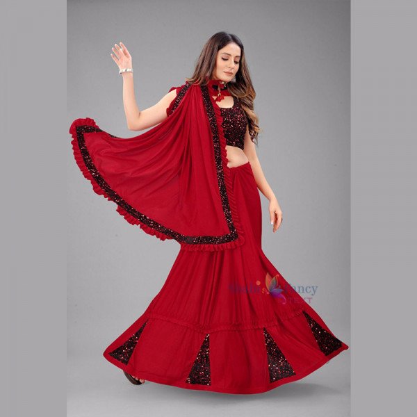 Party Wear Saree - Red