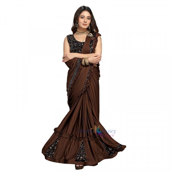 Party Wear Saree - Brown