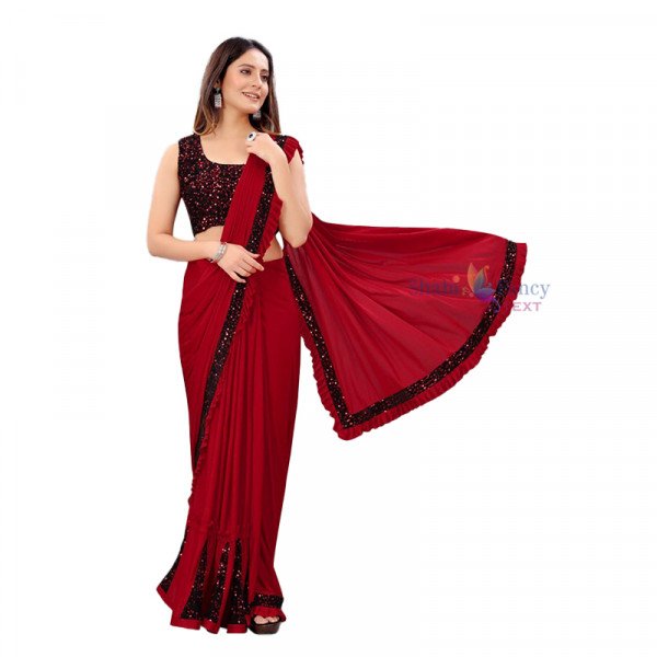 Party Wear Saree - Red