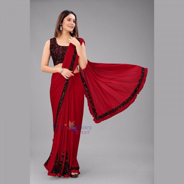 Party Wear Saree - Red