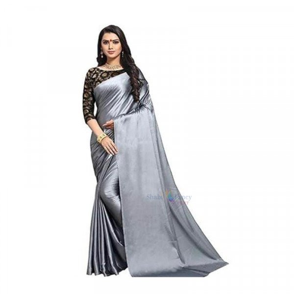 Heavy Sattin Saree - Grey