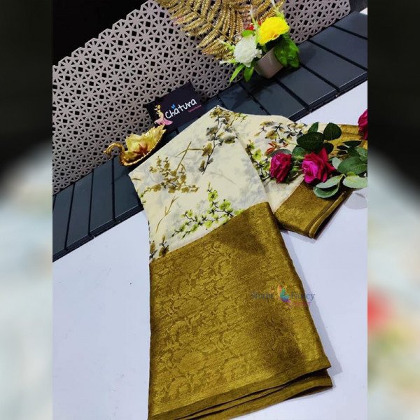 Soft Chanderi Sarees - White and Gold