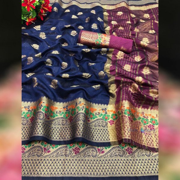 Soft Silk Saree - Blue