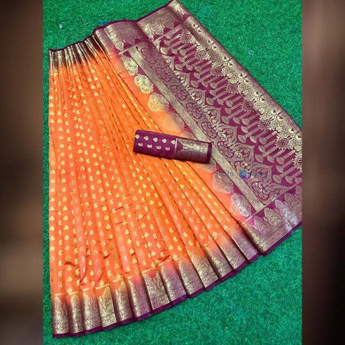 Soft Silk Saree - Orange